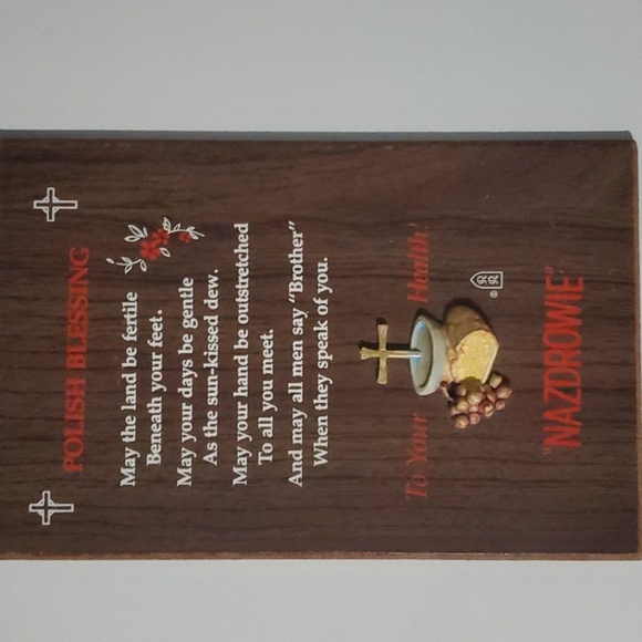 RR plaque home size 5-1/2" x 8-1/2" brown red white polish blessing nazdrowie - Picture 1 of 10